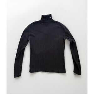 Vintage Polo Jeans Ralph Lauren Ribbed Turtleneck With Flag In Black Size XL